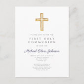 宗教的なブルーボーイファーストコミューン招待状 ポストカード (正面)