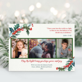 宗教的なホリーベリーの水の色クリスマスカード