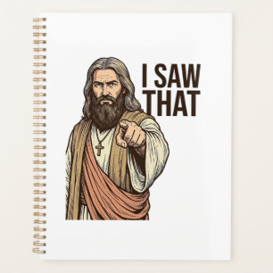 宗教的なポインティングのヴィンテージの彫刻Tシャツを見た プランナー手帳