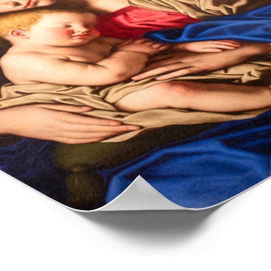 宗教的なマドンナと子供の伝統的クリスマス ポスター (角)