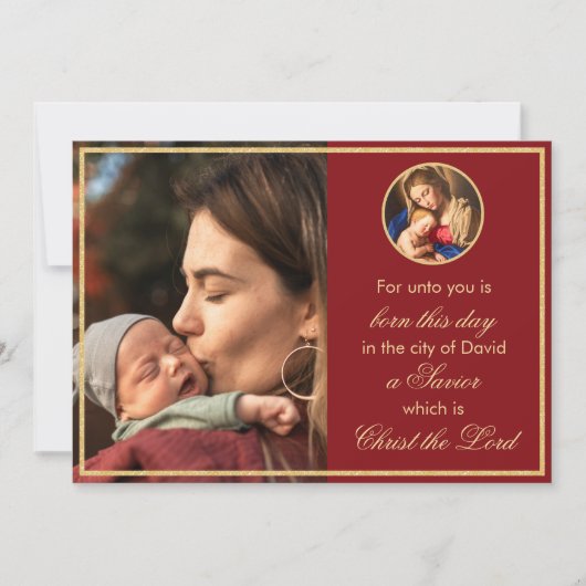 宗教的なマドンナと子供写真カトリックのクリスマス シーズンカード (正面)