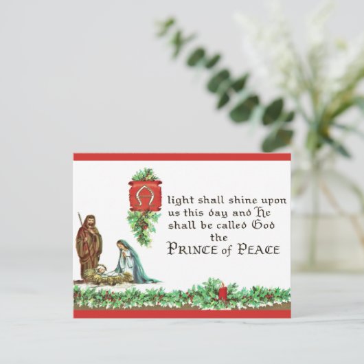 宗教的なマリアとジョセフのクリスマスヴィンテージ シーズンポストカード (スタンド正面)