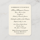 宗教的なマリアとベビーイエスのバプテスマの記憶 名刺 (裏面)