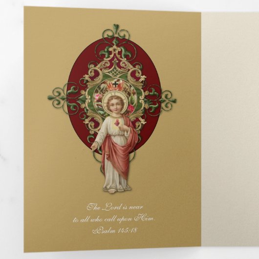 宗教的なミサを提供する神聖なハートイエストリフォル 三つ折りカード (内部最初)