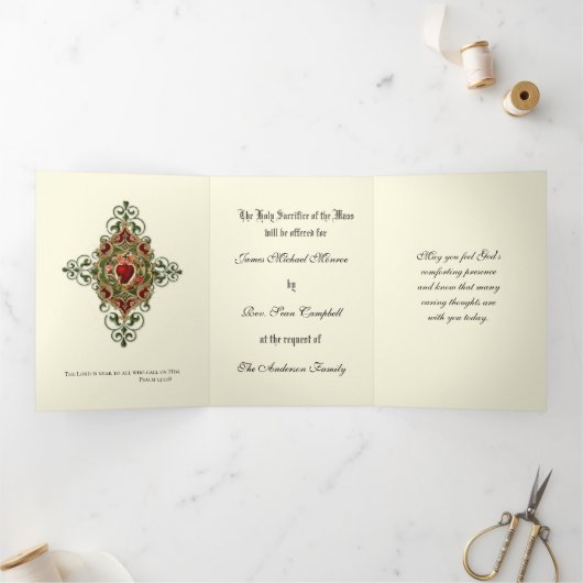 宗教的なミサ提供ヴァージンメリーイエス 三つ折りカード (内部)