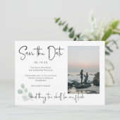 宗教的なユーカリ日付を保存フォトカード セーブザデート (スタンド正面)