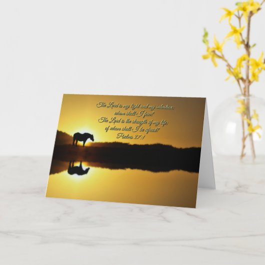 宗教的な人が馬で良くがんカードを手に入れる カード (黄色い花)