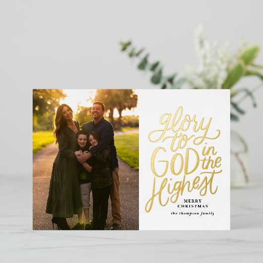 宗教的な写真カード金箔の神への栄光 箔シーズンカード (立ち正面)