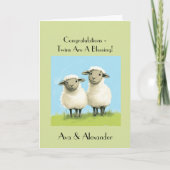 宗教的な双子の赤ちゃんシャワーおめでとう、双子 カード (正面)