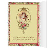 宗教的な女の子エンジェル遊ズのバイオリンのピンクのバラ (内側 (左))