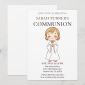 宗教的な少女の初聖体拝領 キリスト教 招待状 (正面/裏面)