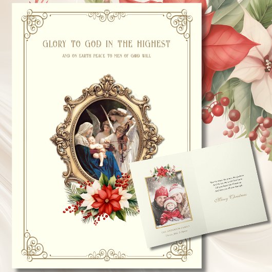 宗教的な母メアリーエンジェルスベビーイエスフォト シーズンカード