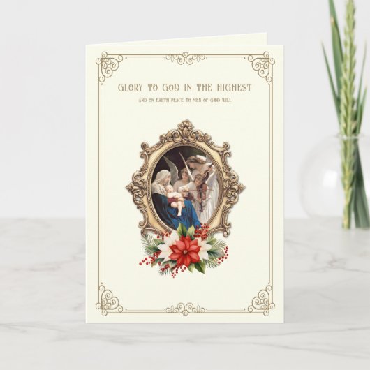 宗教的な母メアリーエンジェルスベビーイエスフォト シーズンカード (正面)