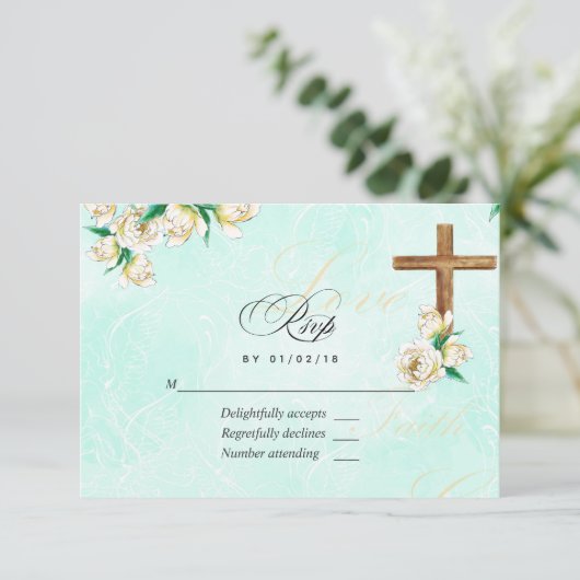 宗教的な水の色のフローラ 出欠カード (スタンド正面)