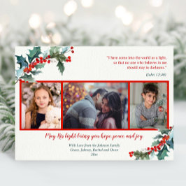 宗教的な水の色ホリーのホリデーフォトカード