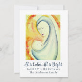 宗教的な水の色マドンナと子供の家族写真 シーズンカード (正面)