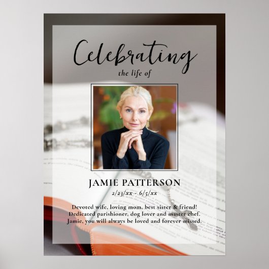 宗教的な生命のお祝い カスタム写真 追悼式 ポスター (正面)