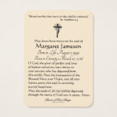 宗教的な神聖な家族イエスメリー葬式祈りの言葉 (裏面)