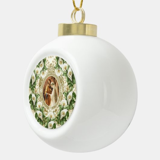 宗教的な結婚ユリのクリスマス セラミックボールオーナメント (右)