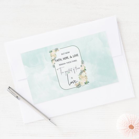 宗教的な結婚記念日の信仰 希望 愛 長方形シール (封筒)