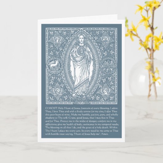 宗教的な聖なるハートイエスカトリック祈りの言葉カード カード (黄色い花)