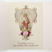 宗教的な聖なるハートイエス祈りの言葉ヴィンテージ 三つ折りカード (内部中)