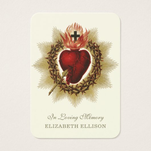 宗教的な聖なるハートイエス葬儀祈りの言葉カード (正面)