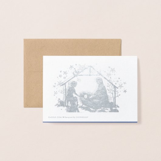 宗教的な聖なるベビーイエズクリスマス出生 箔カード (裏面封筒付き)