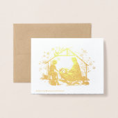 宗教的な聖なる夜エルサレムのクリスマス出生 箔カード (裏面封筒付き)