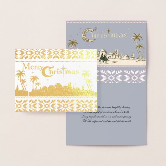 宗教的な聖なる夜エルサレムのクリスマス出生 箔カード (ディスプレー)