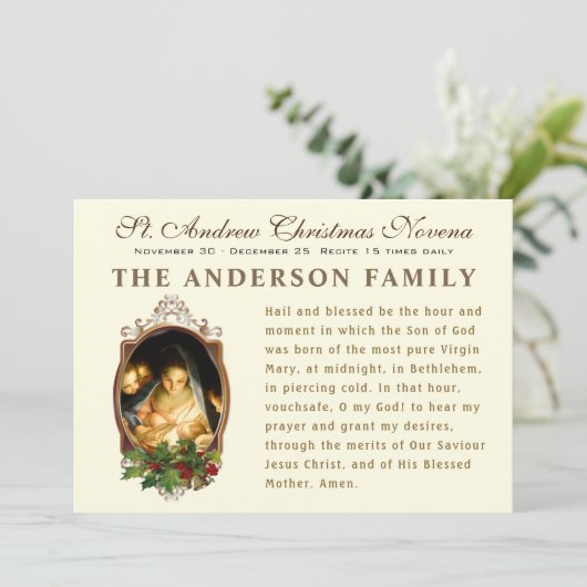 宗教的な聖アンドリューのクリスマスノヴェナ祈りの言葉カード カード (スタンド正面)