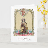 宗教的な聖テルセカトリックの修道女フローラ カード (黄色い花)