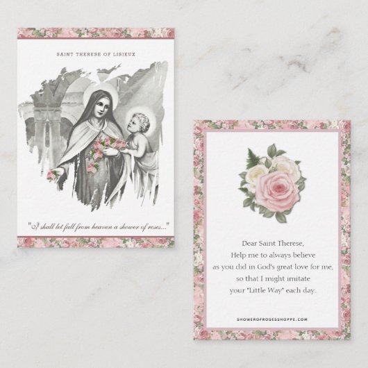 宗教的な聖テレエレガントス祈りの言葉バラ ノートカード (正面/裏面)