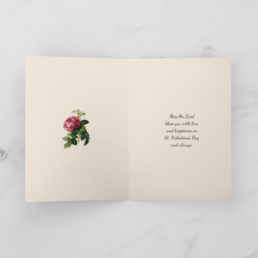 宗教的な聖テレーズ バレンタイン フローラル ビンテージ カード (内部)