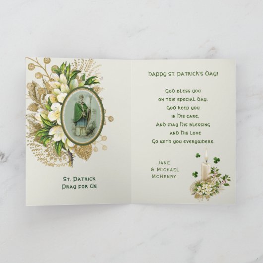 宗教的な聖パトリックスデイ祈りの言葉シャームロックホリド シーズンカード (内部)