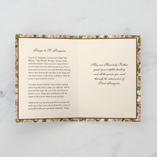 宗教的な聖ペレグリンがん治癒祈りの言葉 カード (内部)
