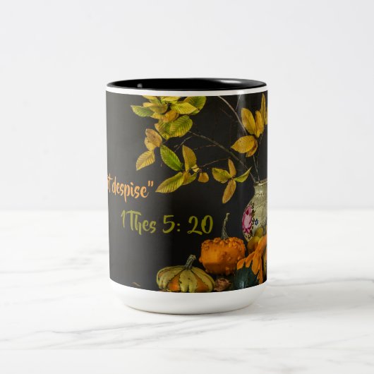 宗教的な聖句の緑離れのパンプキン ツートーンマグカップ (中央)