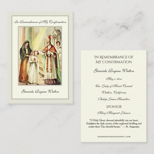 宗教的な聖餐式の確認女の聖カード –  エンクロージャーカード (正面/裏面)