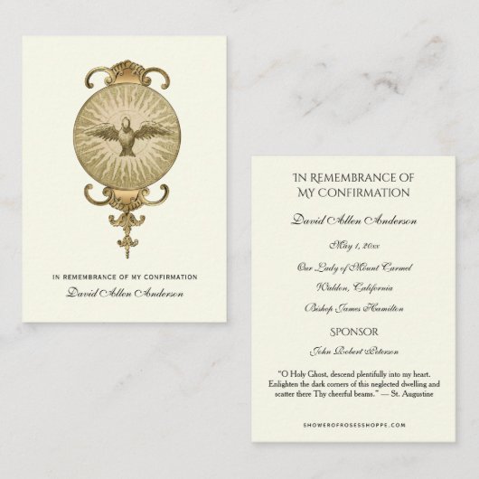 宗教的な聖餐式の確認聖カード –  エンクロージャーカード (正面/裏面)