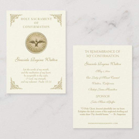 宗教的な聖餐式の確認聖カード –  エンクロージャーカード (正面/裏面)