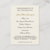 宗教的な聖餐式の確認聖カード –  エンクロージャーカード (裏面)