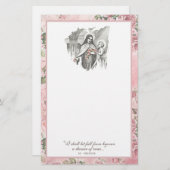 宗教的な聖Thereseカトリックバラフローラカード (正面/裏面)