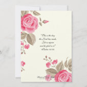 宗教的な誕生日の聖母マリア経文ピンクのバラ 招待状 (裏面)