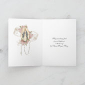 宗教的な賛美ヴィンテージヴァージンメアリーピンクローズ カード (内部)