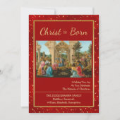 宗教的な赤い金ゴールド星写真クリスマス シーズンカード (正面)