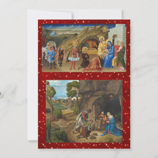 宗教的な赤い金ゴールド星写真クリスマス シーズンカード (裏面)
