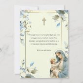 宗教的な赤ちゃんシャワーありがとうメアリー・イエス サンキューカード (裏面)