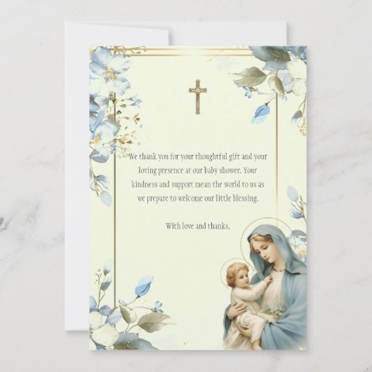 宗教的な赤ちゃんシャワーありがとうメアリー・イエス サンキューカード (裏面)