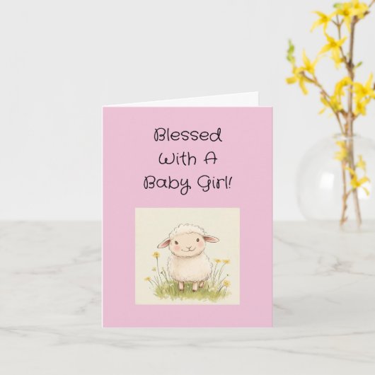 宗教的な赤ん坊の女の子は文字おめでとう カード (黄色い花)