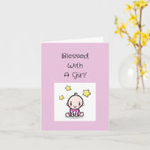 宗教的な赤ん坊の女の子は文字おめでとう カード (黄色い花)